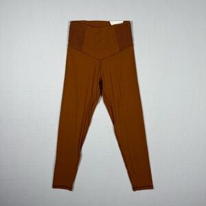 AERIE Offline Ruched Smocked Waist Rust Brown 7/8 High Rise Leggings MED